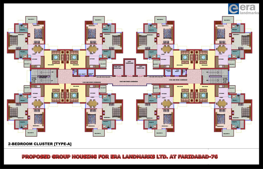 era divine court 2 bhk cluster floor plan