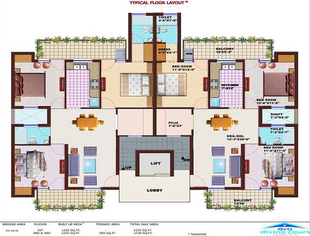 era divine typical floor floor plan in 250 sq. yds